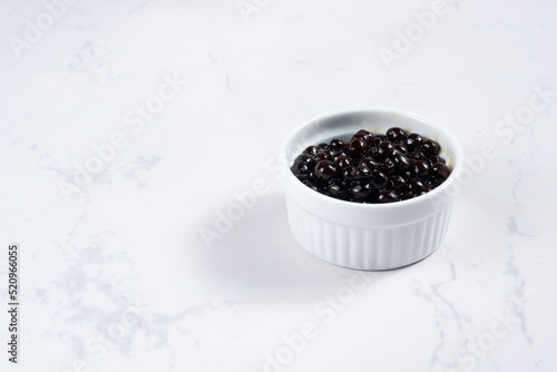 black tapioca pearl for boba milk tea photo