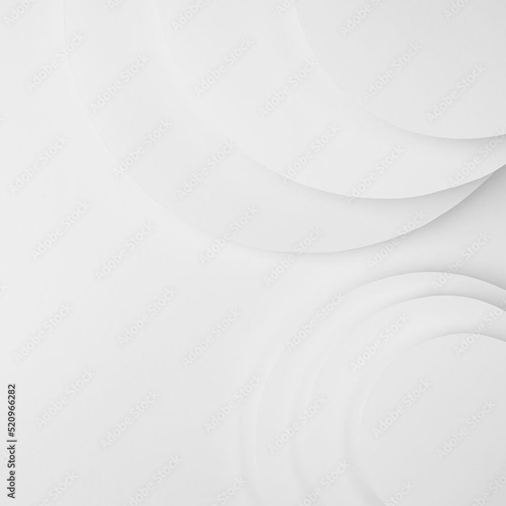 White abstract geometric background with soft light white paper circles soar as abstract spaces with stepped semicircles, copy space in simple modern style for business card, poster, flyer, square. White abstract geometric background with soft light white paper circles soar as abstract spaces with stepped semicircles, copy space in simple modern style for business card, poster, flyer, square.