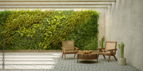 Slika na platnu Vertical wall garden in interior design, 3d render