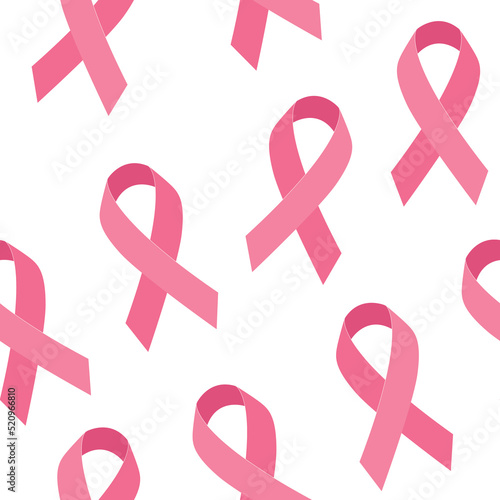 Seamless vector pattern with pink ribbon for World Breast Cancer Awareness Month and International day against breast cancer in October. Modern illustration.