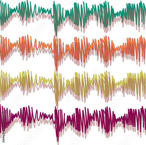 Sound waves are repeated by horizontal rows, having different colors.