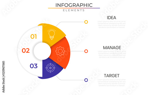 Chart infographic elements concept design vector with icons. Workflow network project template for presentation and report.