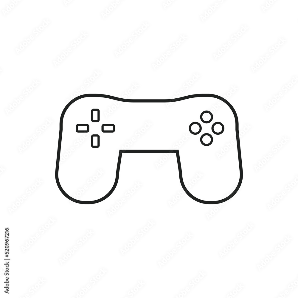 Simple modern outline gamepad icon on white background. Simple modern outline gamepad icon on white background.