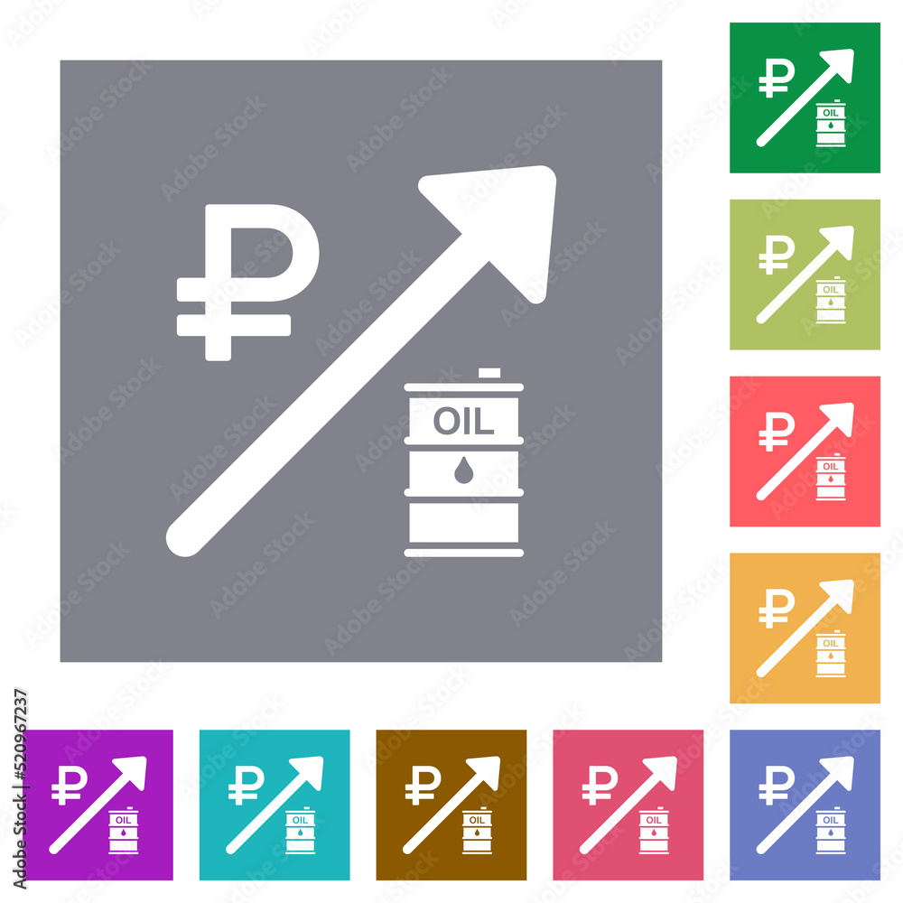 Rising oil energy russian Ruble prices square flat icons Rising oil energy russian Ruble prices square flat icons