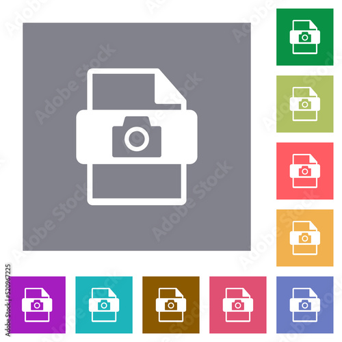 raw camera file type square flat icons
