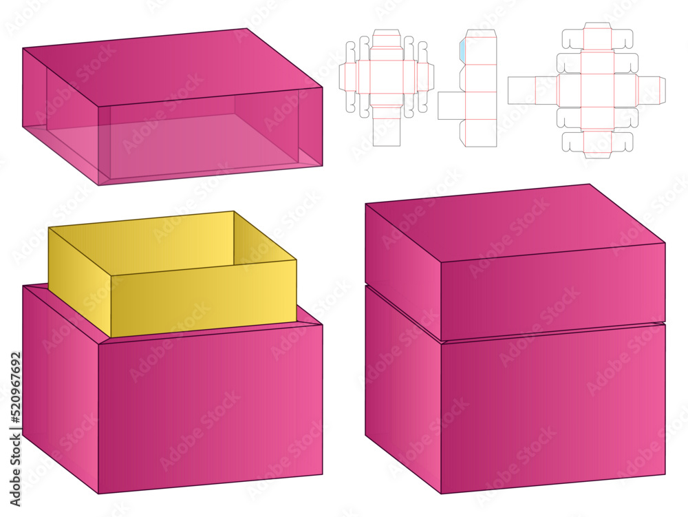 Box packaging die cut template design. 3d mock-up Box packaging die cut template design. 3d mock-up