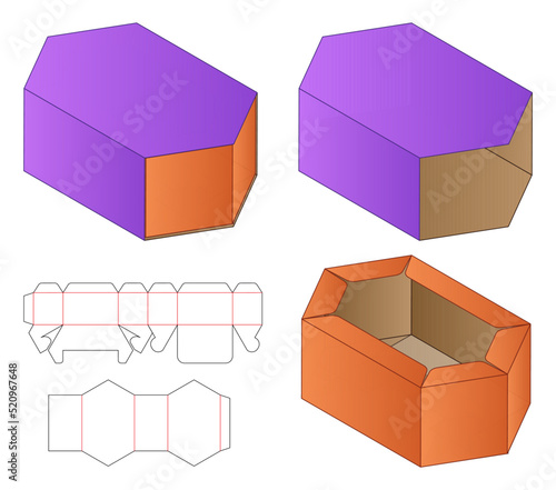 Valokuva Box packaging die cut template design. 3d mock-up