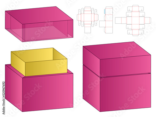 Box packaging die cut template design. 3d mock-up
