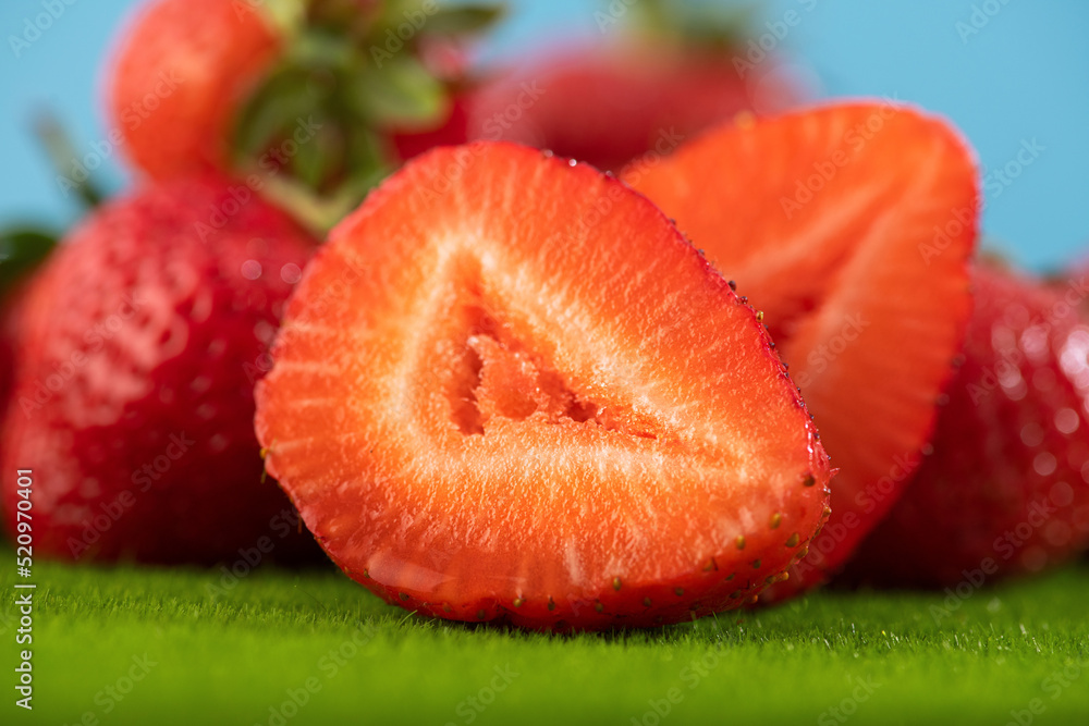 Fresh summer natural strawberry on a green grass Fresh summer natural strawberry on a green grass