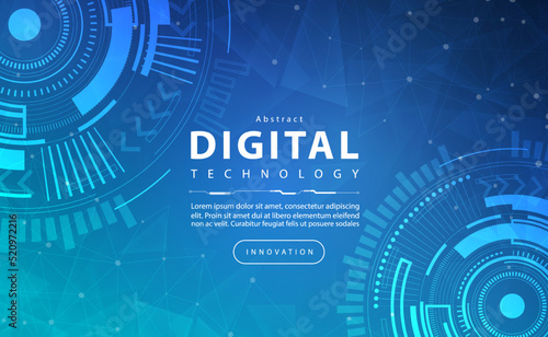 Digital technology banner blue green background concept with technology light effect, abstract tech, innovation future data, internet network, Ai big data, lines dots connection, illustration vector © PST Vector