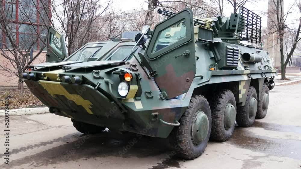 An armored personnel carrier of the Ukrainian army stands in the courtyard of a military unit before being sent to a combat zone. Ukraine has been defending its territories since Russia's invasion An armored personnel carrier of the Ukrainian army stands in the courtyard of a military unit before being sent to a combat zone. Ukraine has been defending its territories since Russia's invasion