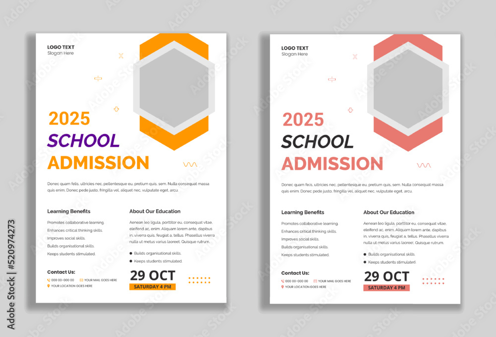 Fototapeta premium Back-to-school education flyer template