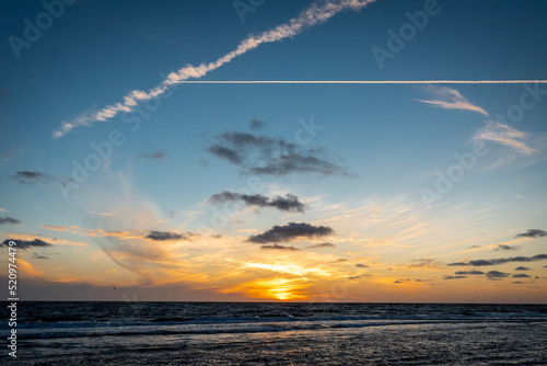 sunset over the sea denmark hvide sande north sea