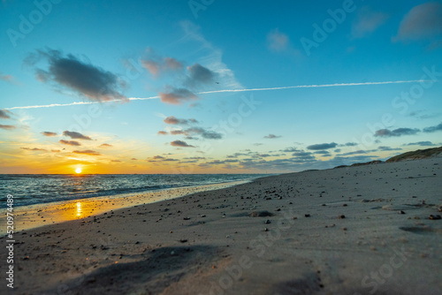 sunset on the beach denmark hvide sande north sea