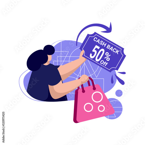 cashback prepaid card icon flat Illustration for get vouchers discounts, reward program color blue, orange, black, yellow, perfect for ui ux design, ecommerce, branding shopping sale, advertising