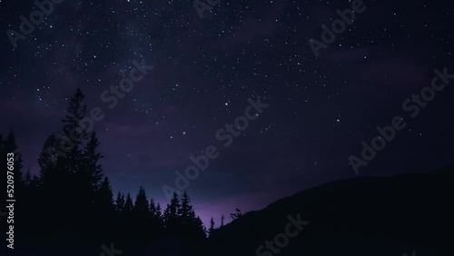Mountains under the starry sky