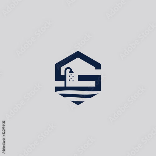 Letter S logo template vector with house building and bathroom, Perfect to use for construction, interior, real estate or related logos.