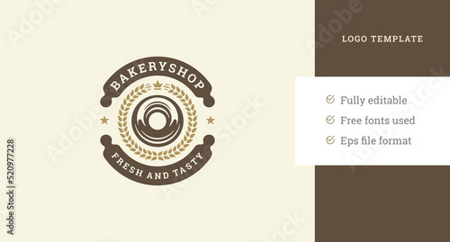 Abstract homemade bread in circle ears of wheat monochrome bakery logo template design vector