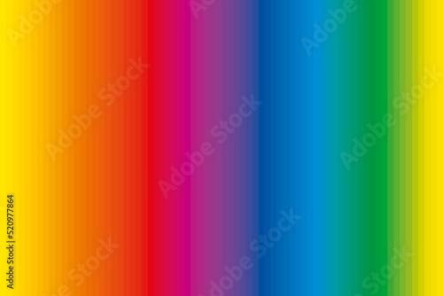 Color bars with complementary colors. Extended spectrum of 72 rainbow colored strips, unique color hues in a row, derived from a color wheel, used in art and for paintings. Primary color mixing theory