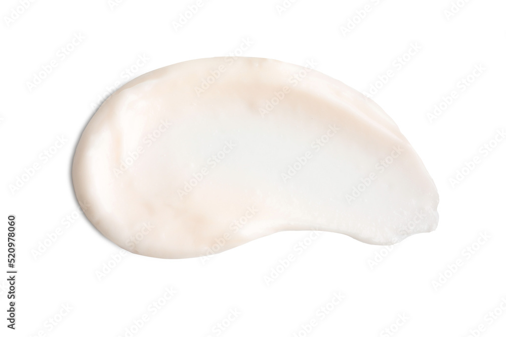 Sample of face cream on white background, top view Sample of face cream on white background, top view