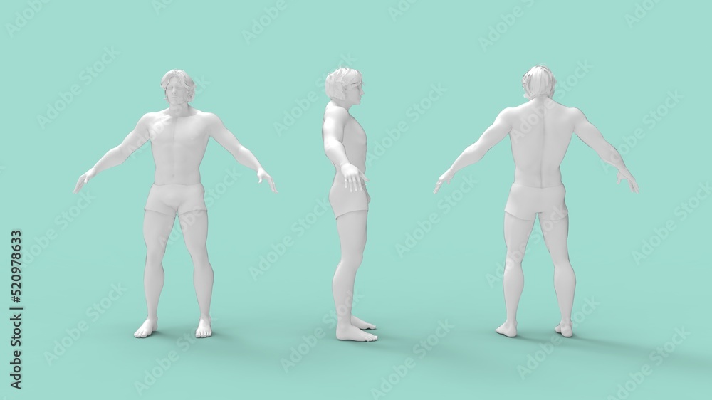 3D rendering of a sporty underwear posing masculine man human standing and posing in multiple views. COnfidence inspired healthy fitness animation render. Isolated in empty space background 3D rendering of a sporty underwear posing masculine man human standing and posing in multiple views. COnfidence inspired healthy fitness animation render. Isolated in empty space background