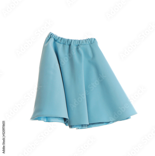 Light blue skirt isolated on white. Stylish clothes