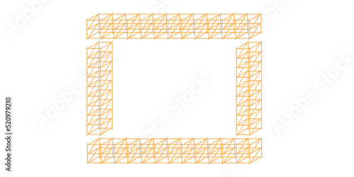 Mobile scaffolding, white background, used in construction areas.