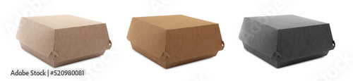 Set of paper boxes on white background. Banner design