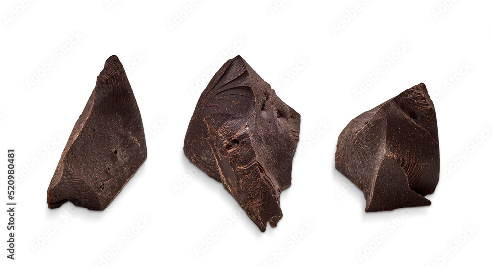 Cracked chocolates / broken chocolate chips or chocolate parts from top view on isolated white background
Cracked chocolates / broken chocolate chips or chocolate parts from top view on isolated white background