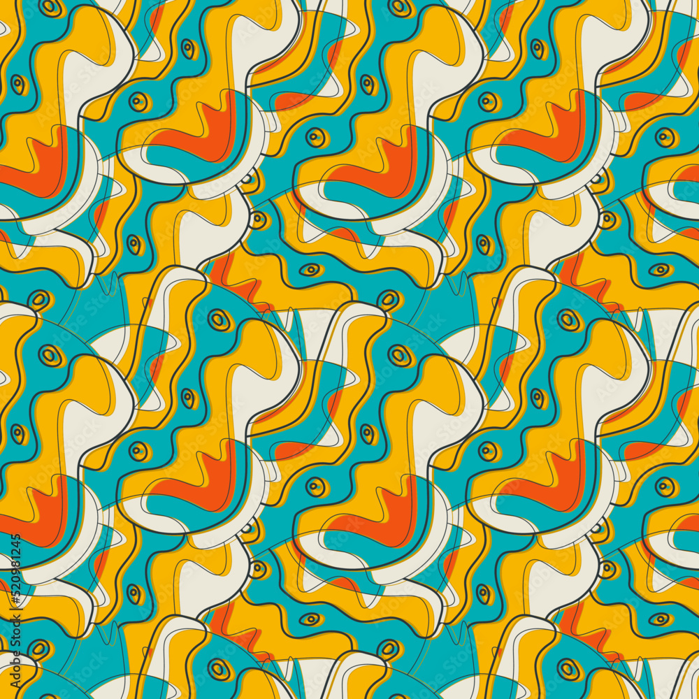Abstract psychedelic seamless colorful artwork with unusual vector pattern