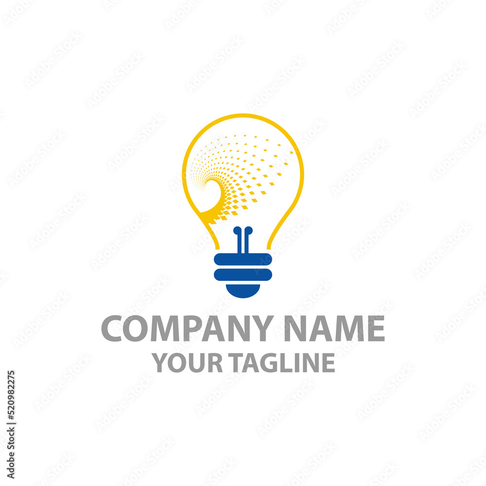 Modern Tech Bulb logo design concept, Idea Pixel logo template Modern Tech Bulb logo design concept, Idea Pixel logo template