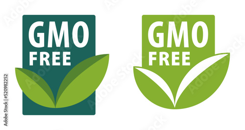 Non-GMO flat square badge - label with leaf