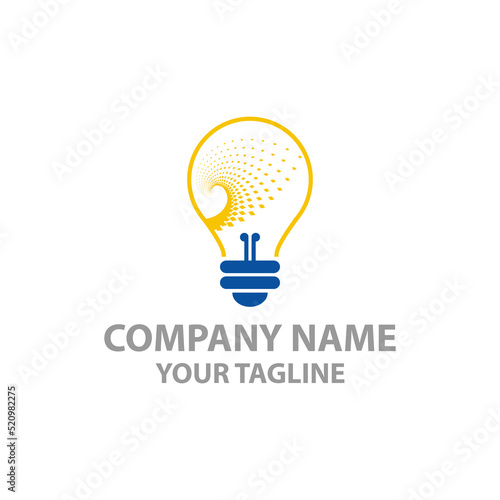 Modern Tech Bulb logo design concept, Idea Pixel logo template