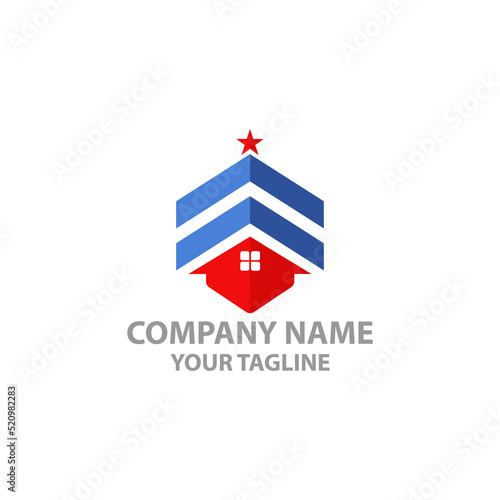 Simple and unique army veteran sign with roof house image graphic icon logo design abstract concept vector stock. Can be used as symbol related to property or pension