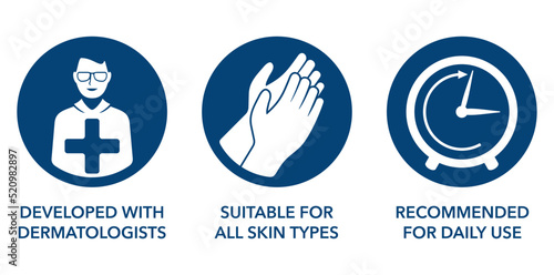 Icons set for moisturizing hand cream or lotion