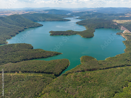 Aerial panoramic view of the Kamchiya lake located in Bulgaria photo