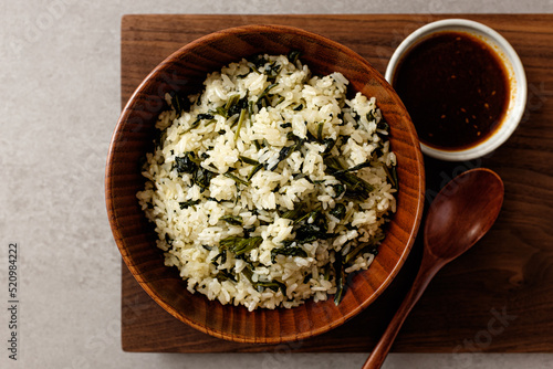 Korean food made with Korean thistle and rice Korean thistle rice photo