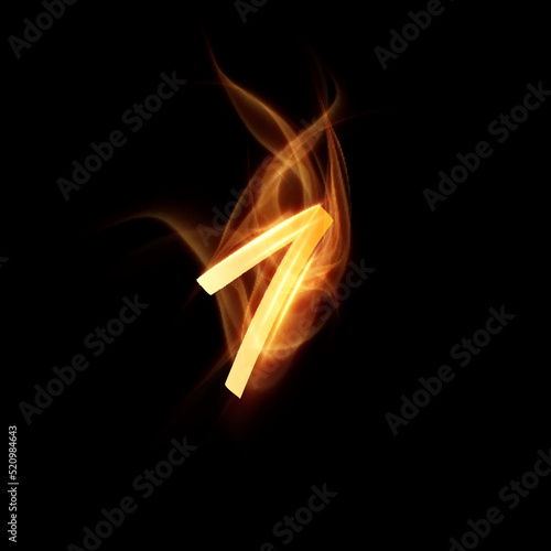 Burning fire number 1. Digit one with fire effect on black background. Vector eps10