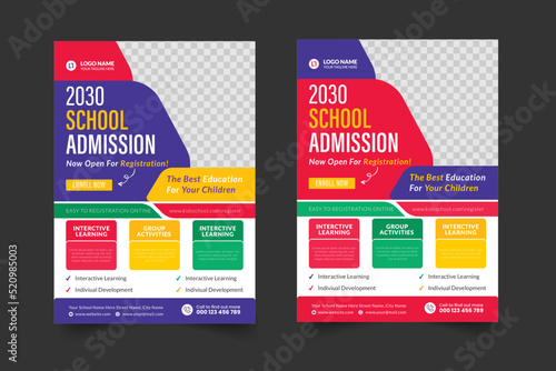 kids back to school education admission junior and senior high school promotion banner flyer. back to school education flyer poster layout design template 