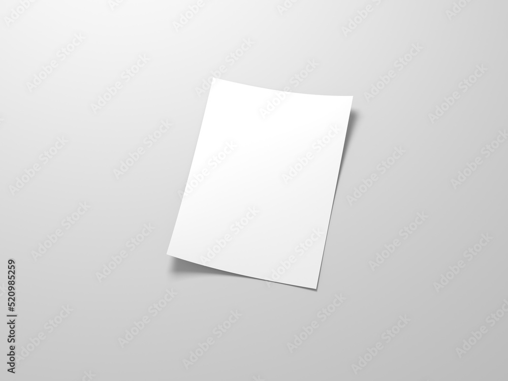 White sheet of paper Mockup on gray background, 3d rendering White sheet of paper Mockup on gray background, 3d rendering