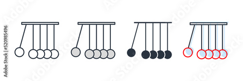 Newton cradle, pendulum icon logo vector illustration. kinetics symbol template for graphic and web design collection