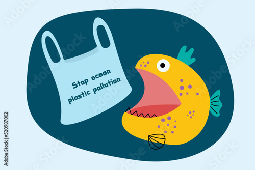 stop ocean plastic pollution concept.