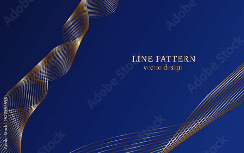 Blue gradient background with golden lines, star award. Vector glowing effect. An invitation to an anniversary party, a poster, an advertisement, a banner, a bright decoration.