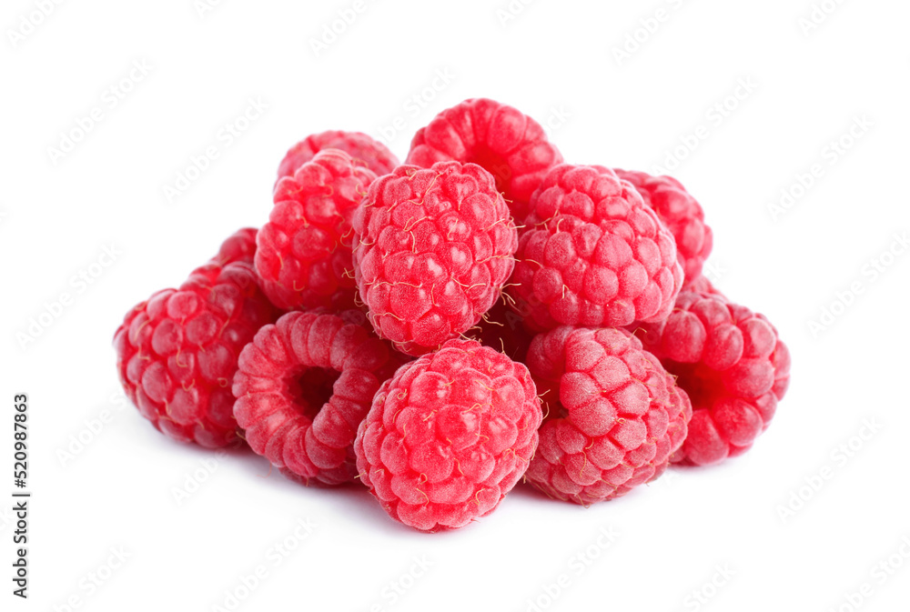 Fresh red ripe raspberries on white background Fresh red ripe raspberries on white background