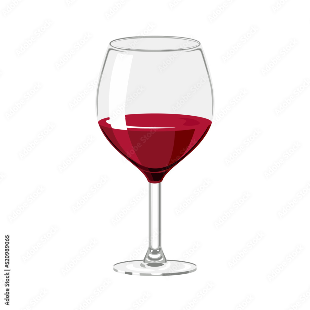 Glass of red wine isolated on white background. Vector cartoon flat illustration. Drink icon. Glass of red wine isolated on white background. Vector cartoon flat illustration. Drink icon.