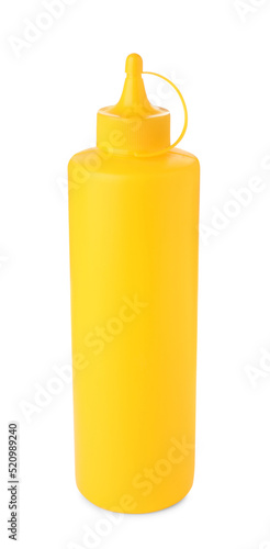 Plastic bottle of spicy mustard isolated on white © New Africa