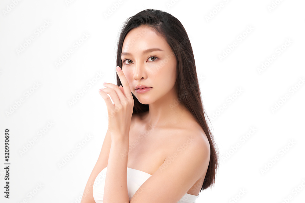 Beautiful young asian woman with clean fresh skin on white background, Face care, Facial treatment, Cosmetology, beauty and spa, Asian women portrait. Beautiful young asian woman with clean fresh skin on white background, Face care, Facial treatment, Cosmetology, beauty and spa, Asian women portrait.
