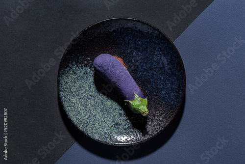 Fototapeta Naklejka Na Ścianę i Meble -  Dessert tiramisu with eggplant glaze