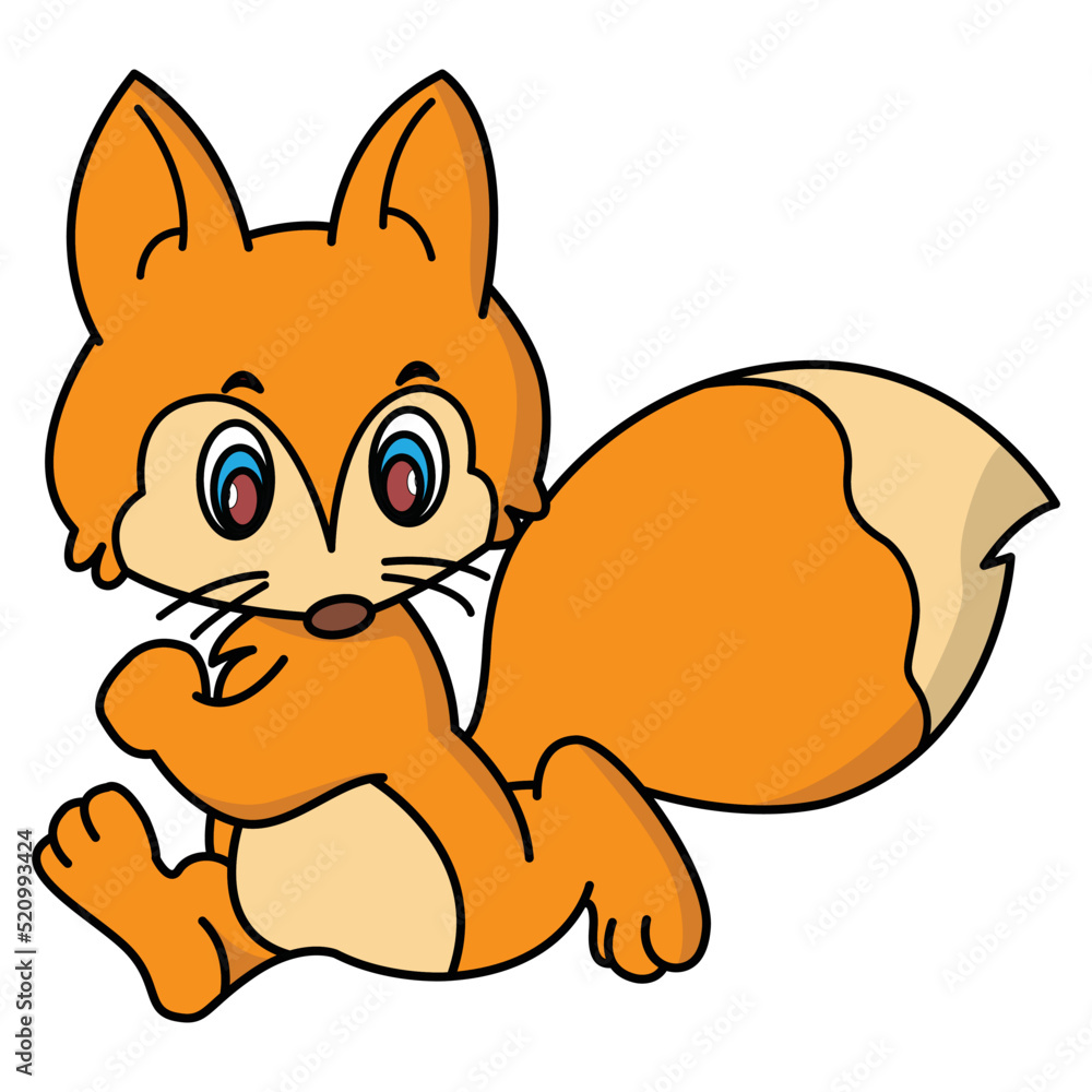Fox coloring vector cartoon design on white background