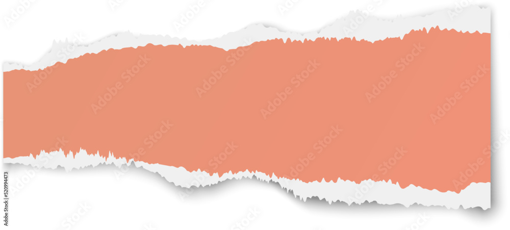 Ripped red paper piece. Realistic torn edge Ripped red paper piece. Realistic torn edge